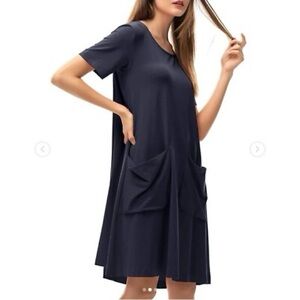 COS Jersey A-line Mini Dress Relax Fit Blue Marine